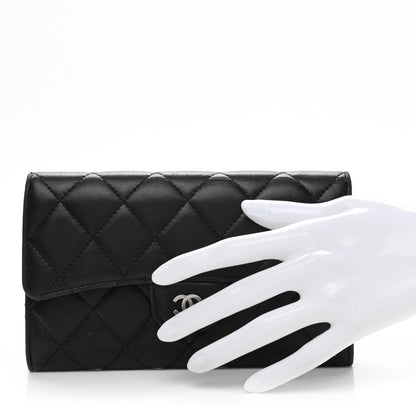 Chanel Lambskin Quilted Large Flap Wallet Black 2 of 20