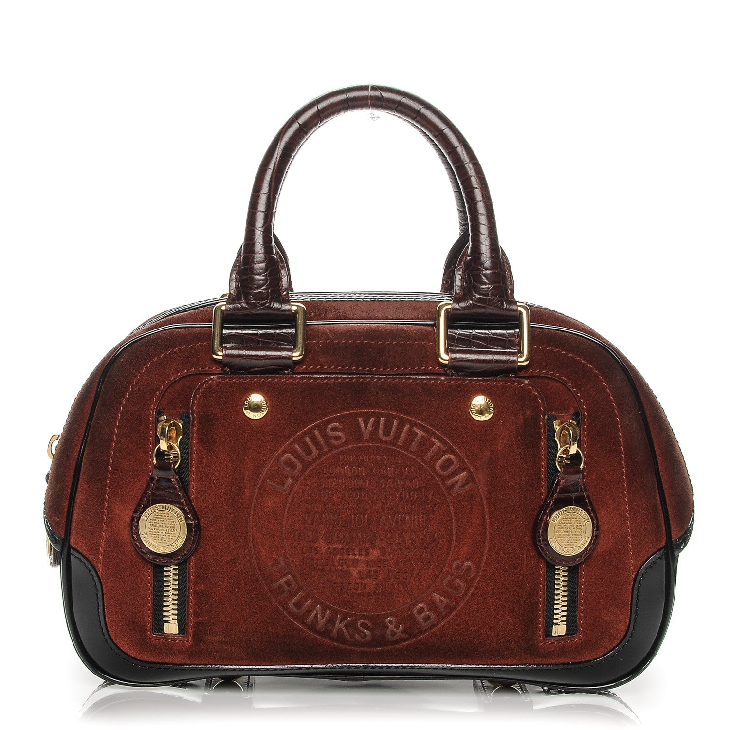 Louis Vuitton Suede Stamped Havane Bowler PM Brun 1 of 10