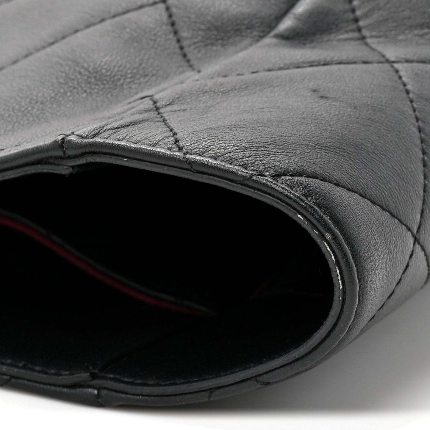 Calfskin Quilted Book Pocket Shopping Tote Black