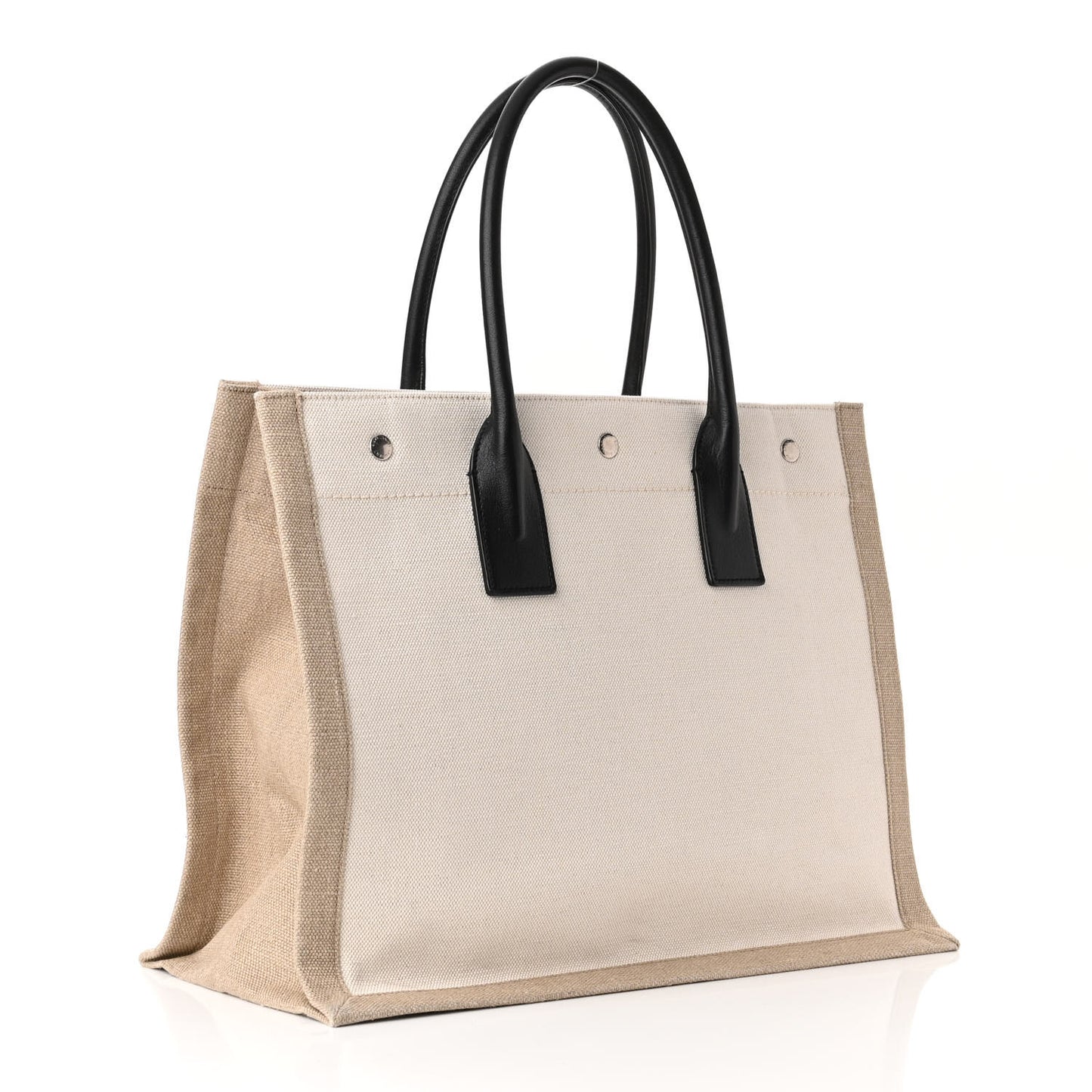Linen Calfskin Small Rive Gauche Tote Optic White