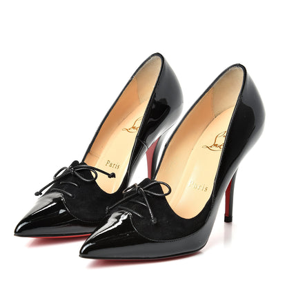 Christian Louboutin Patent Veau Velours Queue De Pie 100 Pumps 35 Black 3 of 21
