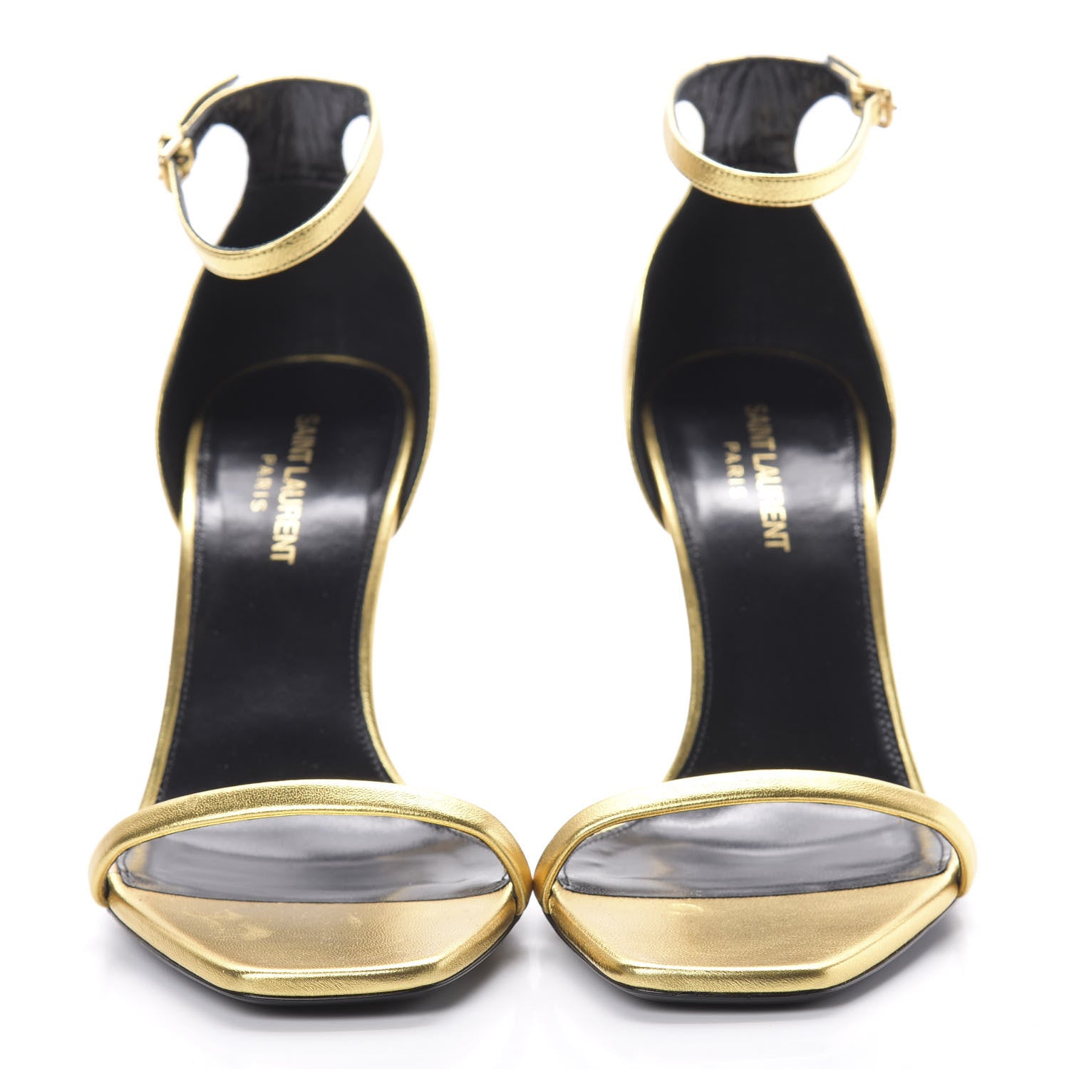 Saint Laurent Calfskin Opyum Sandals 39 Oro 2 of 12