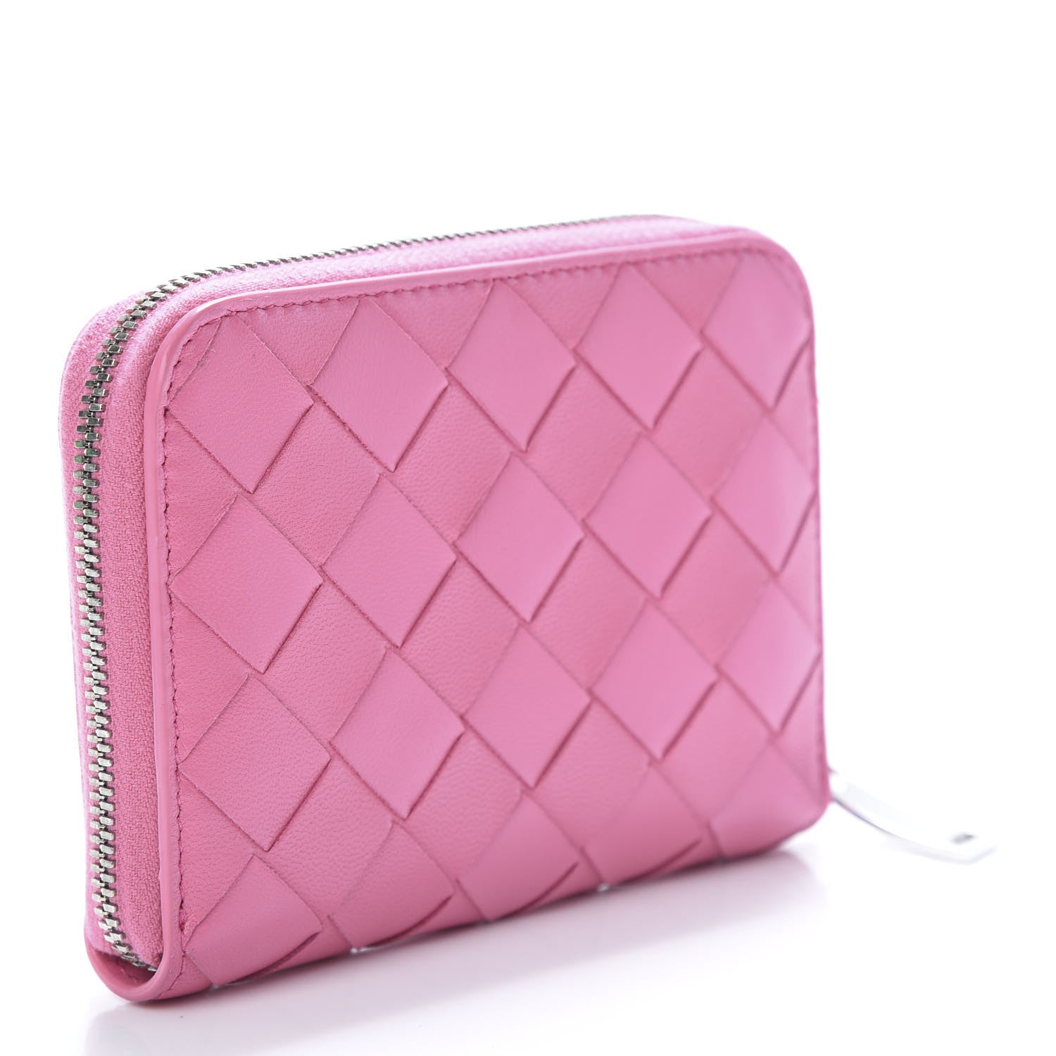 Bottega Veneta Nappa Intrecciato Zip Around Coin Purse Pink 3 of 8