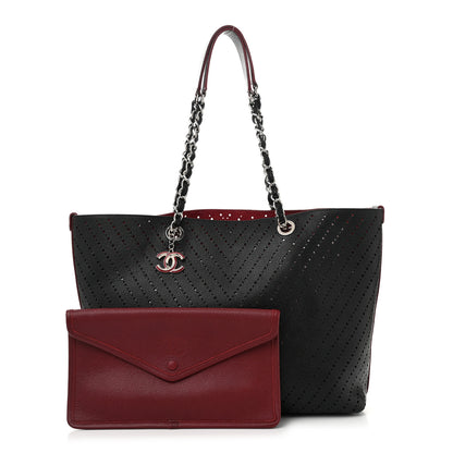 Chanel Perforated Grained Calfskin Large Shopping Tote Black 3 of 12