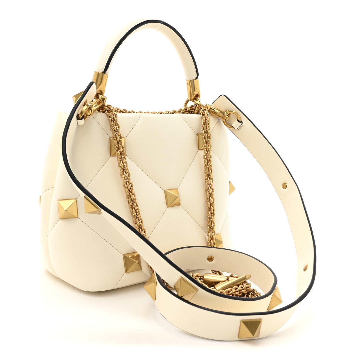 Valentino Garavani Nappa Small Roman Stud The Handle Bag Ivory 3 of 10