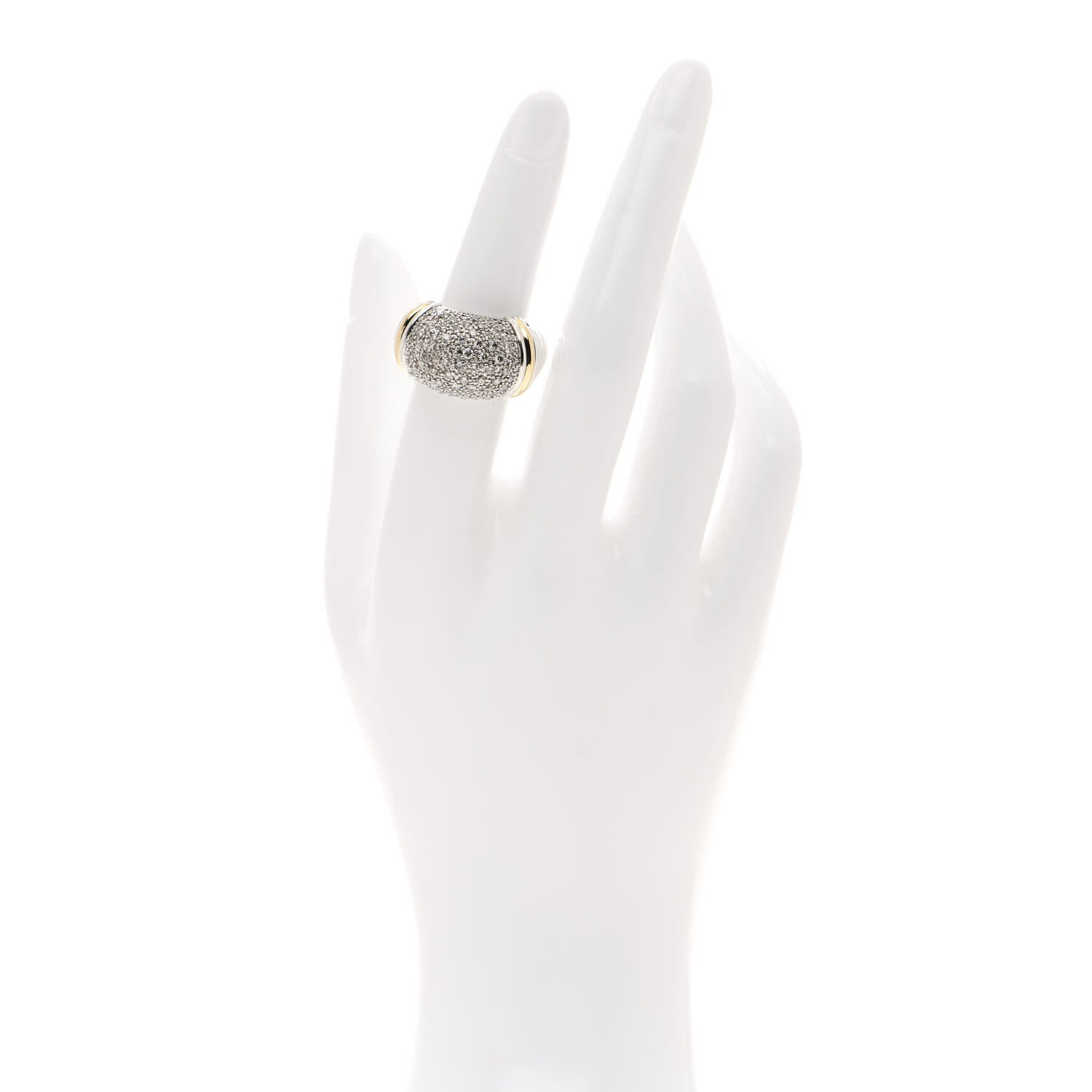 David Yurman Sterling Silver 18K Yellow Gold Diamond Metro Cable Ring 52 6 2 of 5