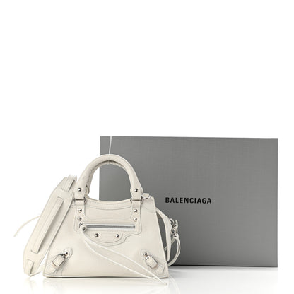 Balenciaga Grained Calfskin Neo Classic Silver Hardware Mini City White 11 of 11