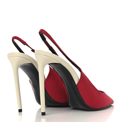 Saint Laurent Crepe De Chine Zoe 105 Slingback Pump 38 Deep Red 5 of 10