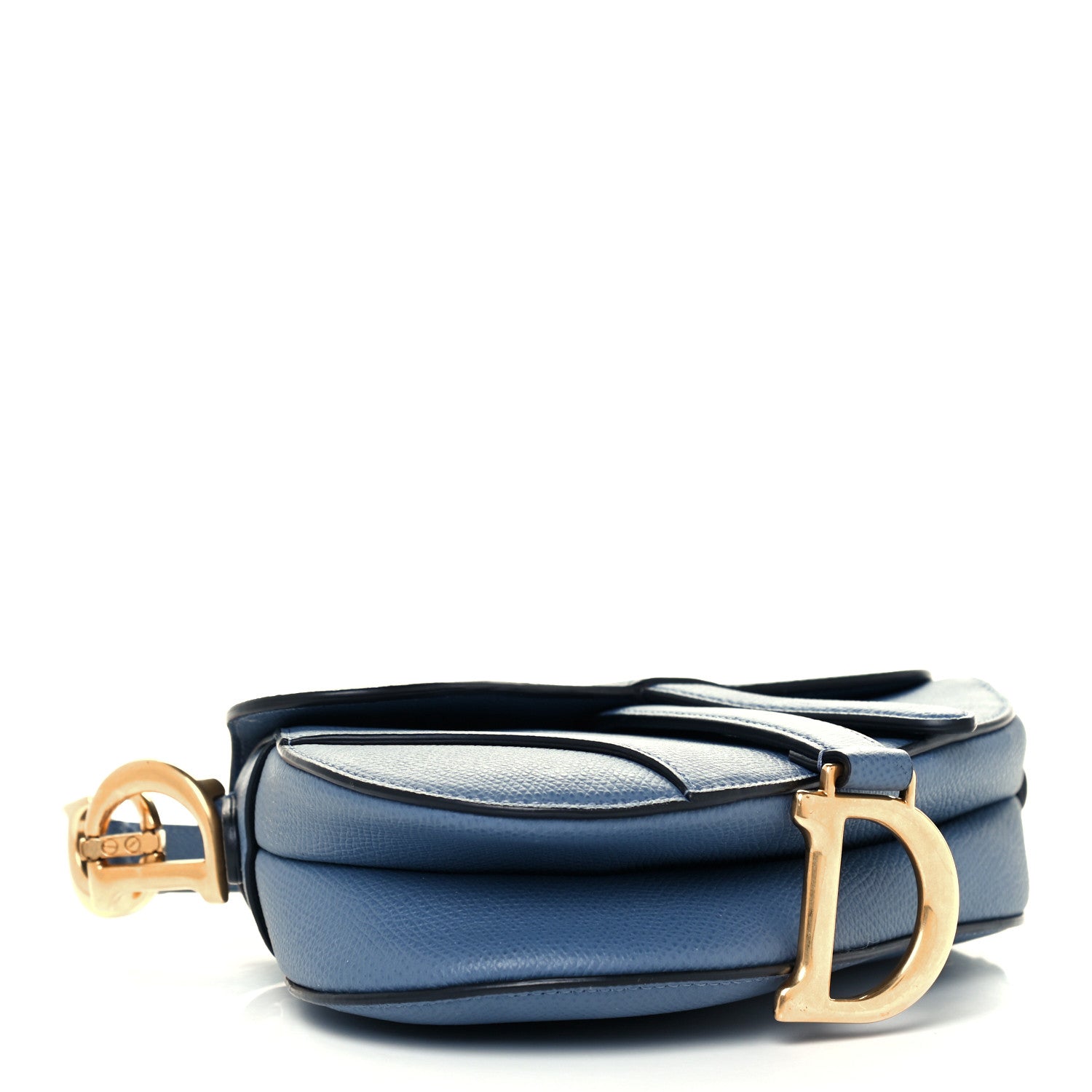 Christian Dior Grained Calfskin Mini Saddle Bag Denim Blue 3 of 10