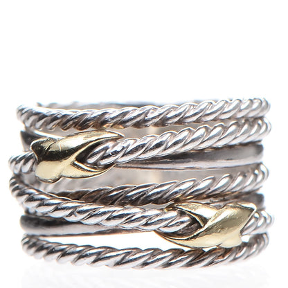 David Yurman Sterling Silver 18K Yellow Gold 14mm Double X Crossover Ring 49.5 5 1 of 4