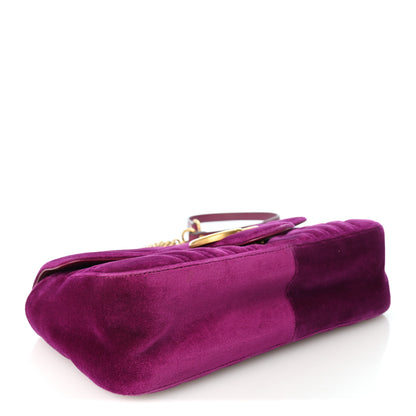 Gucci Velvet Matelasse Small GG Marmont Shoulder Bag Fuchsia Violet Cyclamen 3 of 9