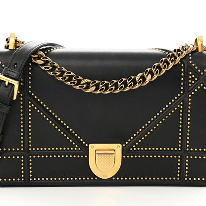 Christian Dior Lambskin Studded Medium Diorama Flap Bag Black 9 of 14