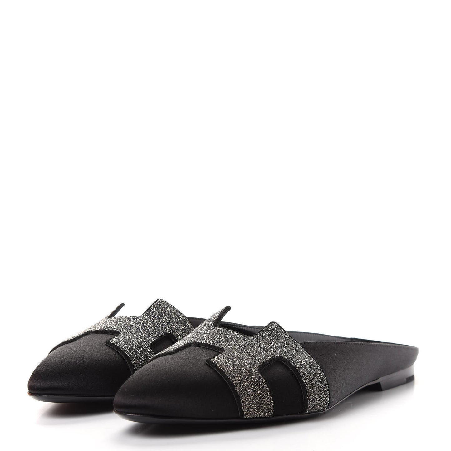 Satin Suede Goatskin Crystal Roxane Mules 37 Black