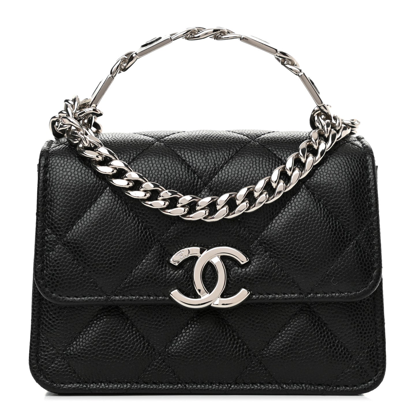 Caviar Quilted Pick Me Up Clutch With Chain Black