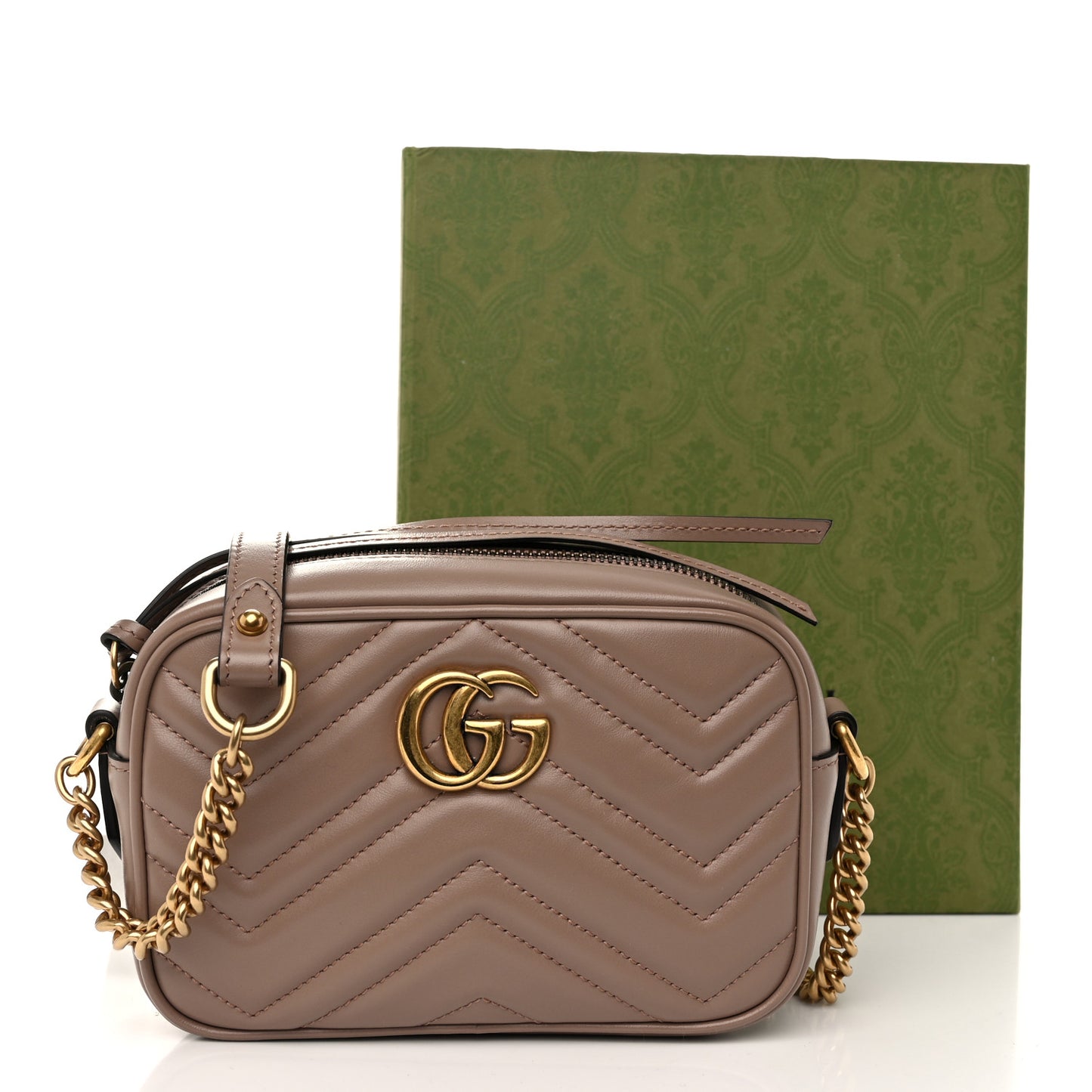 Calfskin Matelasse Mini GG Marmont Chain Shoulder Bag Porcelain Rose
