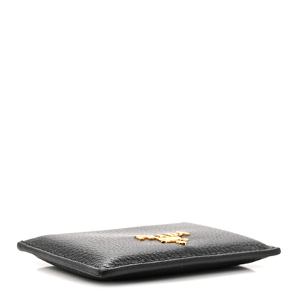 Prada Vitello Grain Metal Card Holder Black Fuoco 4 of 7