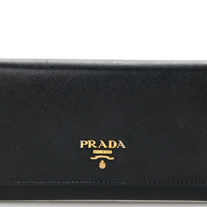 Prada Saffiano Metal Continental Flap Wallet Black 8 of 12