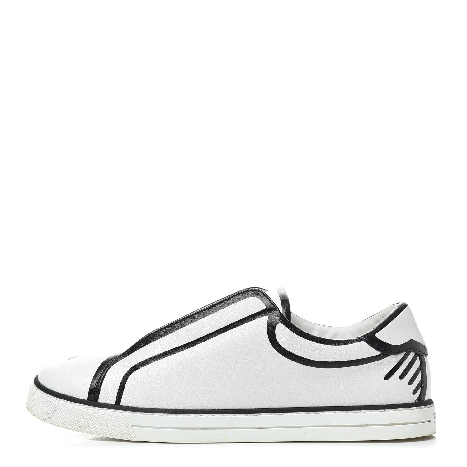 Fendi X JOSHUA VIDES Nappa Rockoclick Slip On Sneakers 37.5 Snow White Black 1 of 20