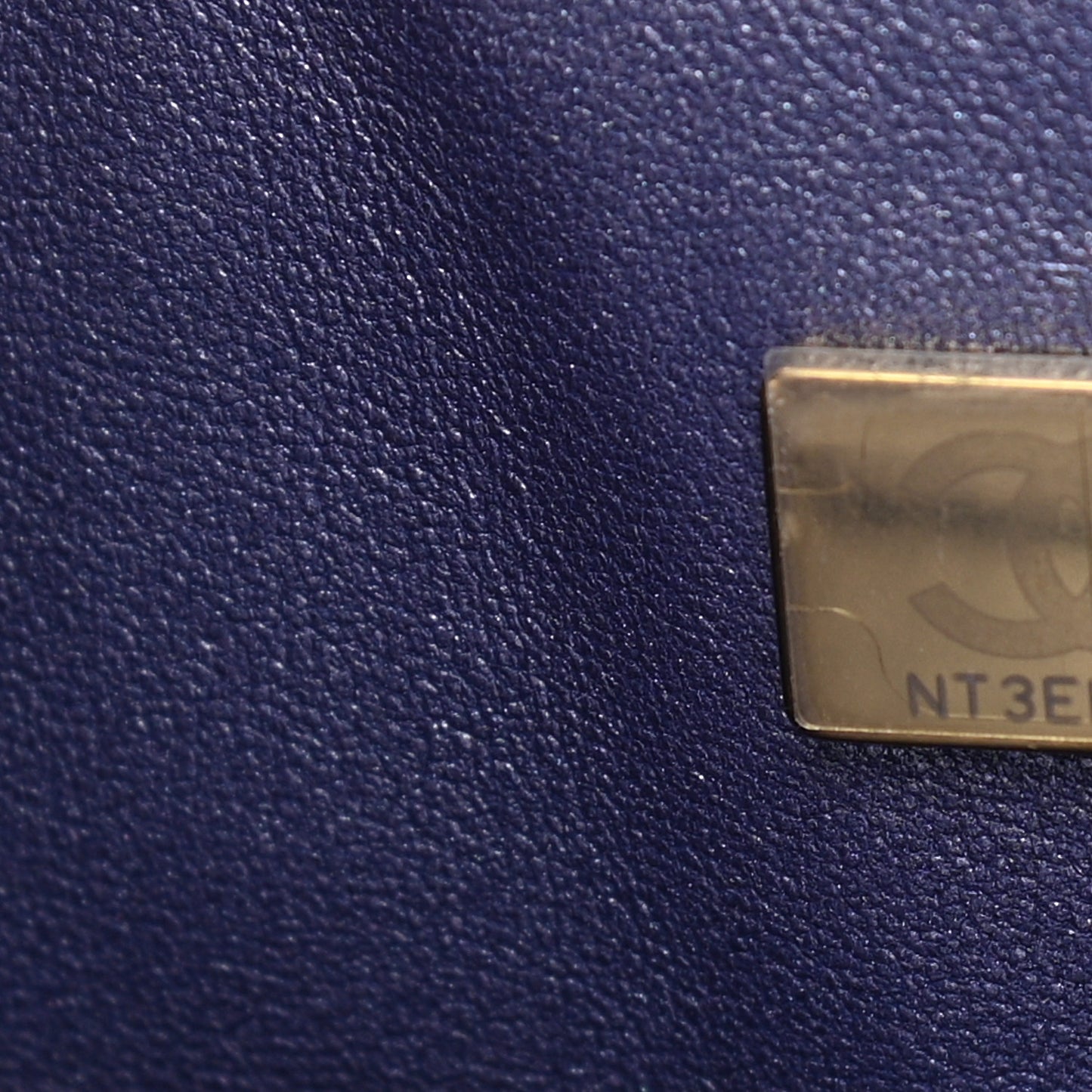 Iridescent Caviar Quilted Medium Double Flap Dark Blue