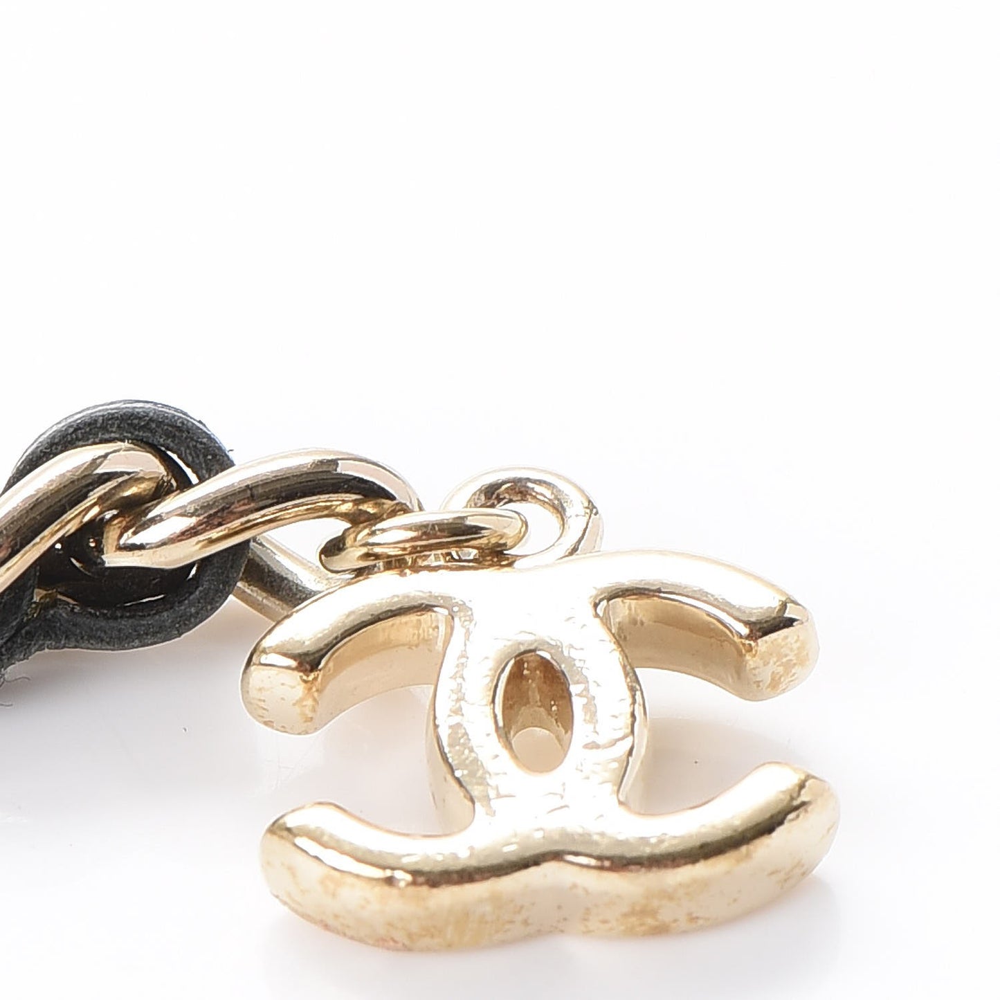 Lambskin Chain Logo Belt Black Gold