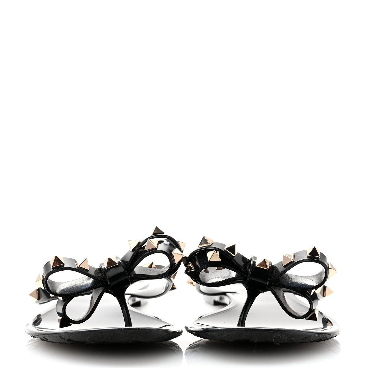 Valentino Garavani PVC Jelly Rockstud Bow Thong Sandals 39 Black 2 of 8