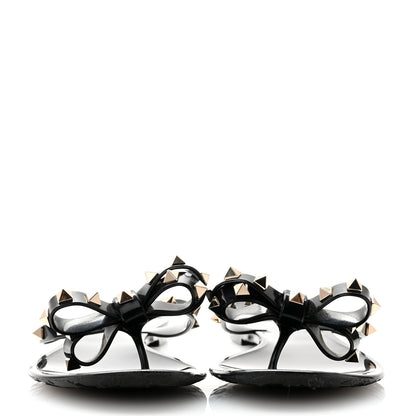 Valentino Garavani PVC Jelly Rockstud Bow Thong Sandals 39 Black 2 of 8