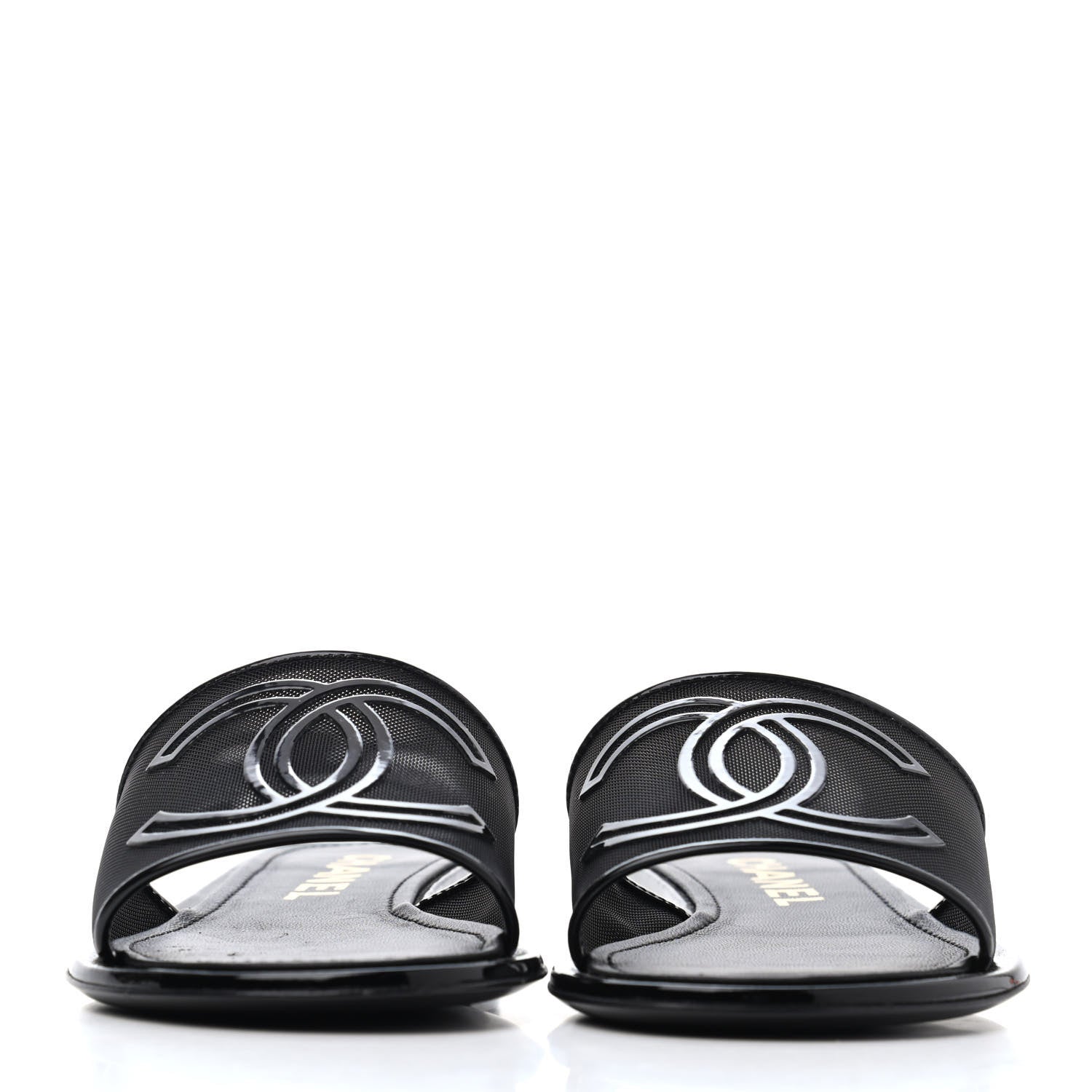 Chanel Mesh Patent Calfskin CC Mules 36 Black 2 of 4
