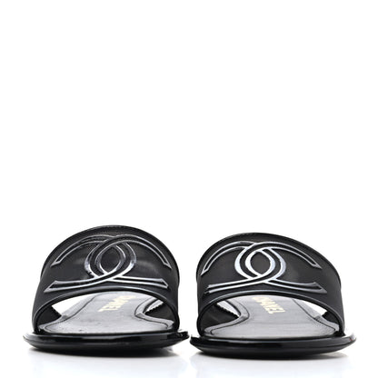 Chanel Mesh Patent Calfskin CC Mules 36 Black 2 of 4