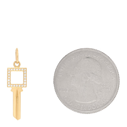 Tiffany 18K Yellow Gold Diamond Modern Keys Open Square Key Pendant 2 of 3