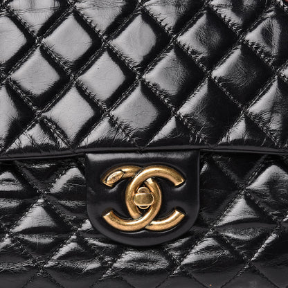 Chanel Glazed Calfskin Castle Rock Large Flap Black Burgundy 8 of 12