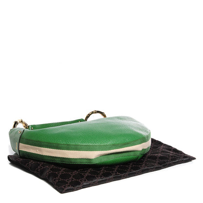 Gucci Leather Half Moon Bamboo Ring Hobo Green 4 of 7