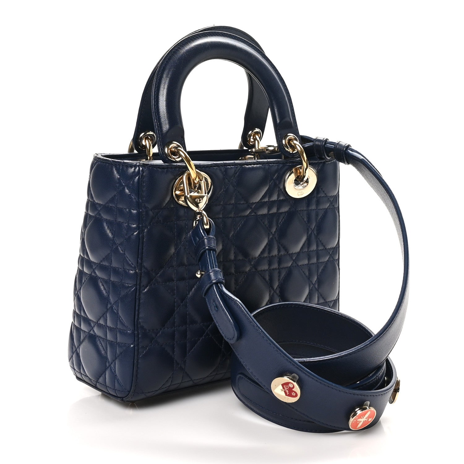 Christian Dior Lambskin Cannage Small Lucky Badges My Lady Dior Navy 2 of 10