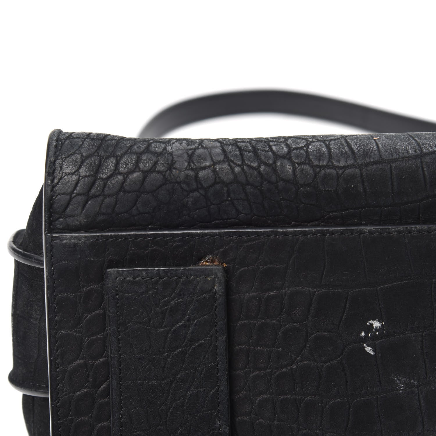 Saint Laurent Crocodile Embossed Suede Small Supple Sac De Jour Black 11 of 11