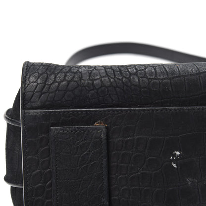 Saint Laurent Crocodile Embossed Suede Small Supple Sac De Jour Black 11 of 11