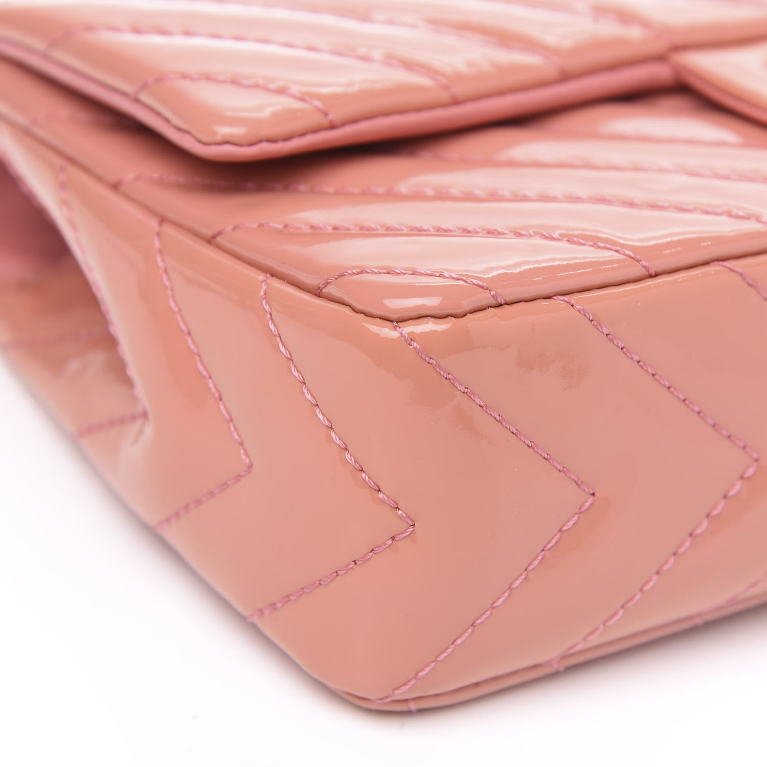 Chanel Patent Chevron Quilted Medium Single Flap Pink 8 of 11