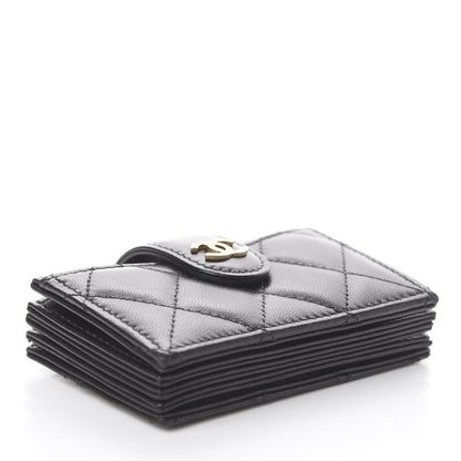 Chanel Lambskin Quilted Gusseted Card Holder Black 3 of 7