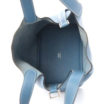 Hermes Taurillon Clemence Picotin Lock 18 PM Blue Jean 5 of 11