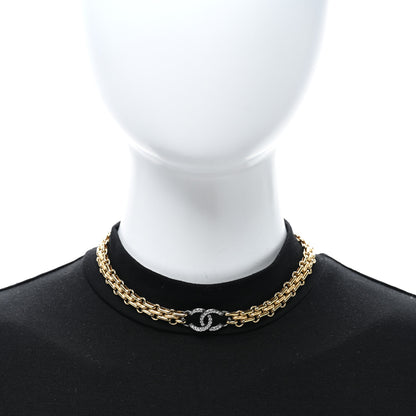 Chanel Crystal Chain Link CC Short Necklace Gold Silver 2 of 4
