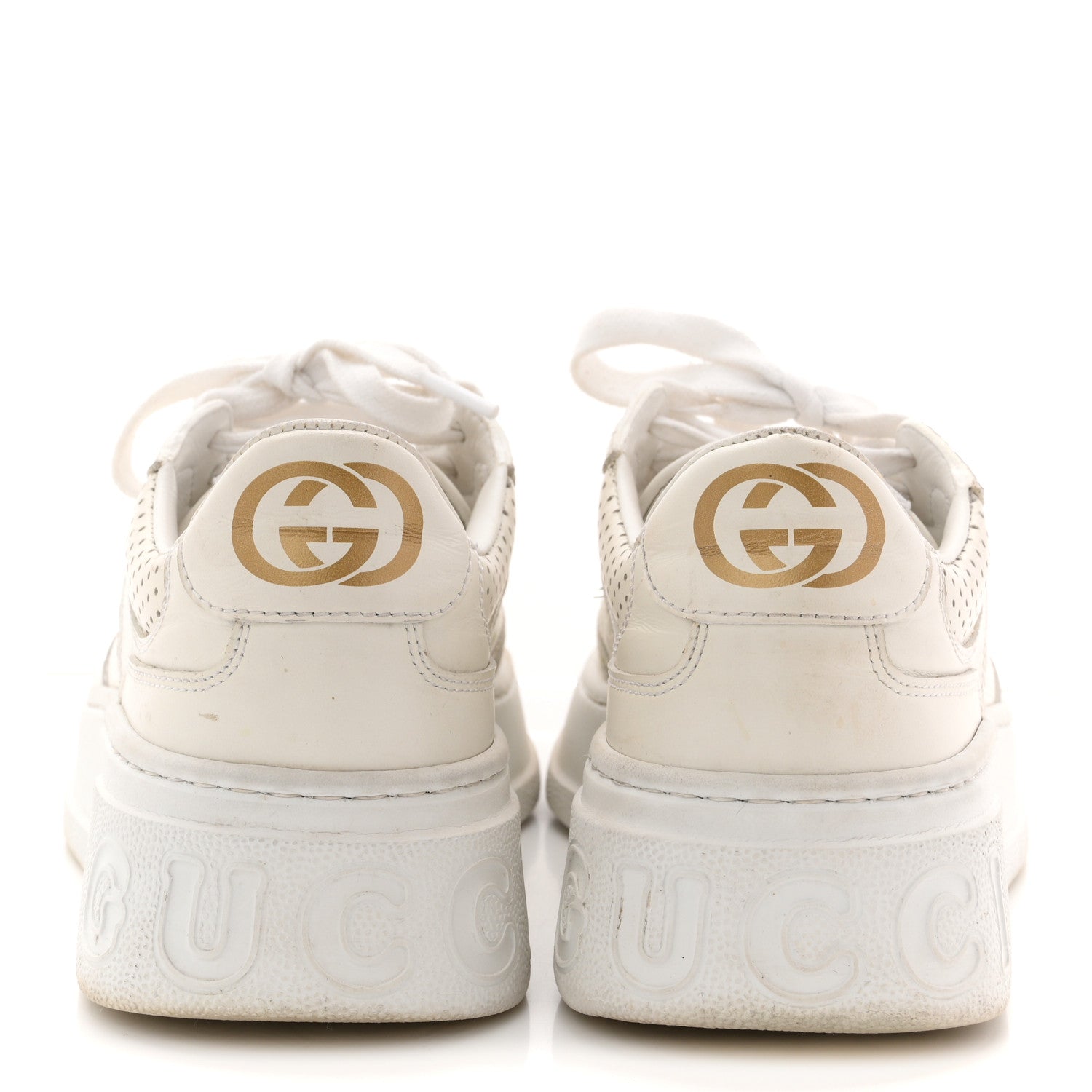 Gucci Calfskin GG Tennis Embossed Perforated Womens Platform 55mm Sneakers 37 Great White 6 of 14