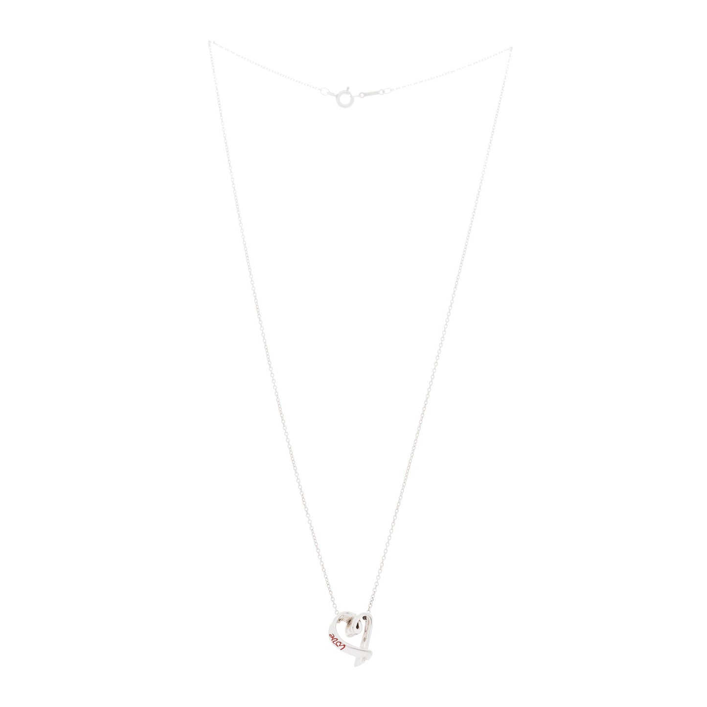 Sterling Silver Enamel Paloma Picasso Love Loving Heart Pendant Necklace Red