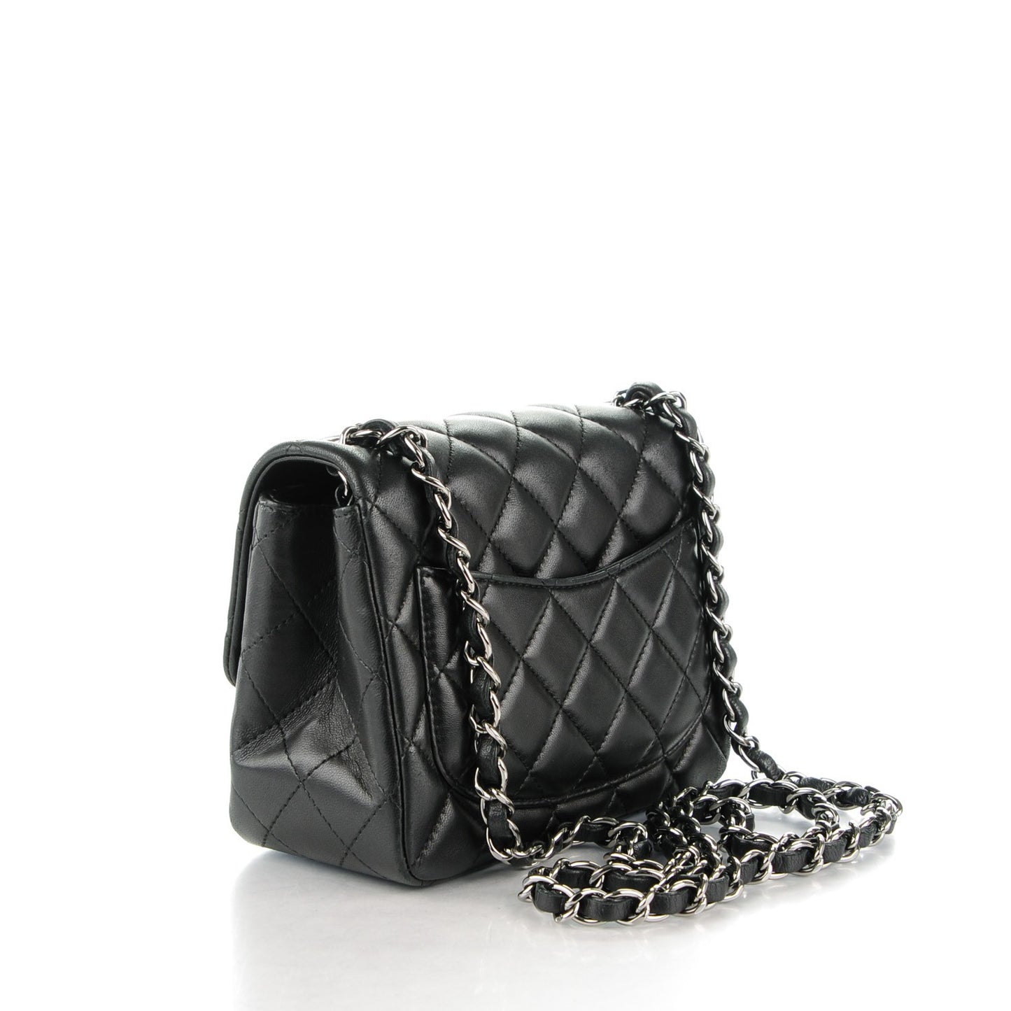 Lambskin Quilted Mini Square Flap Black