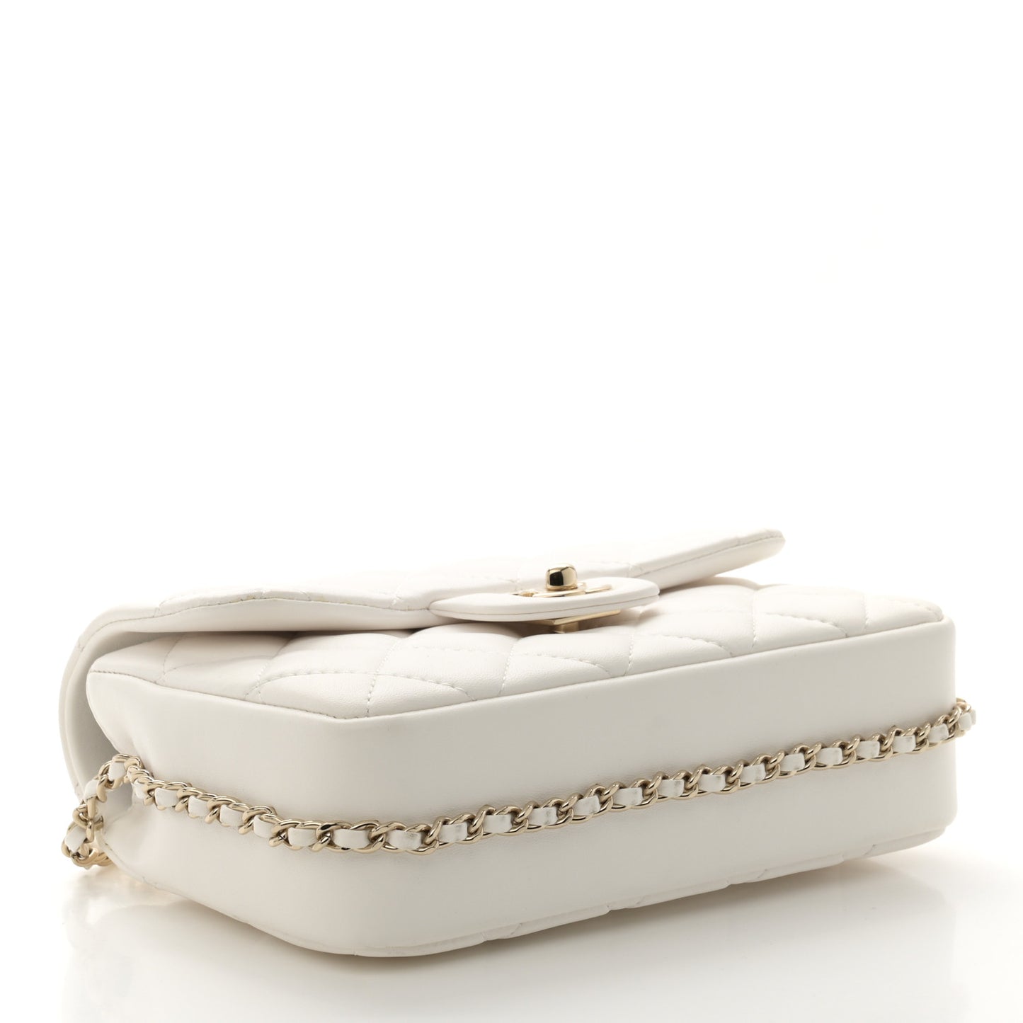Lambskin Quilted Small My Precious Flap White