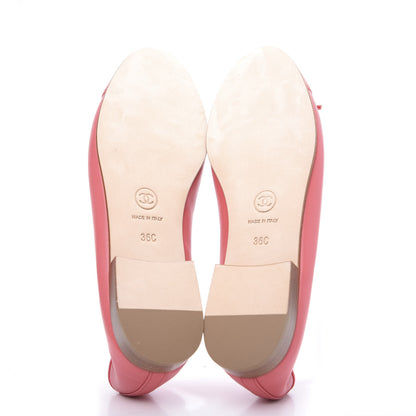 Chanel Lambskin Cap Toe CC Ballerina Flats 36 Pink 5 of 8