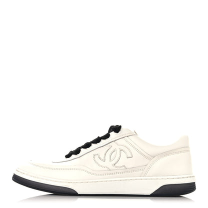 Chanel Calfskin CC Womens Sneakers 36 White Black 1 of 9