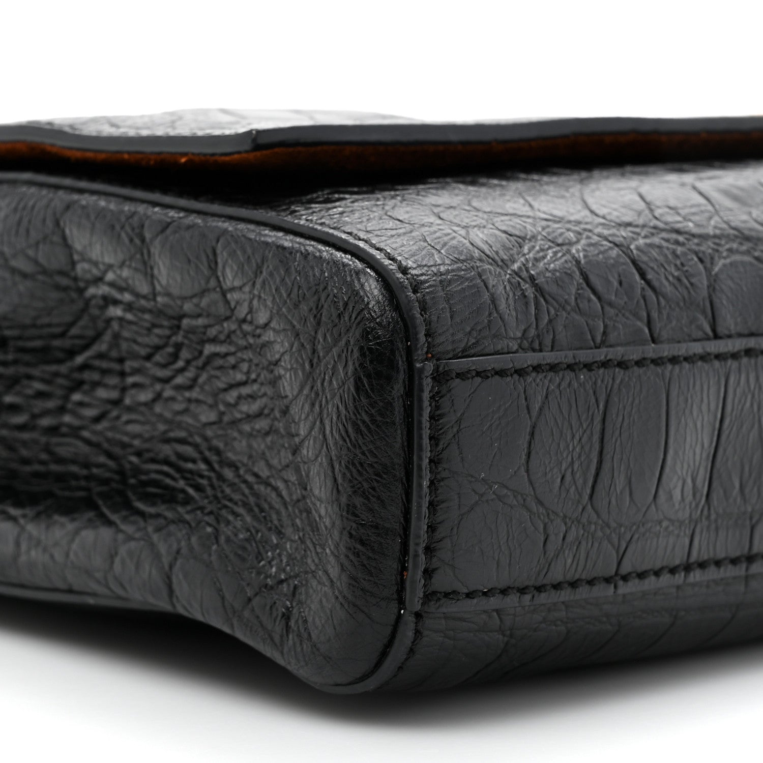 Saint Laurent Calfskin Crocodile Embossed Suede Medium Reversible Monogram Kate Satchel Military Taupe 10 of 11