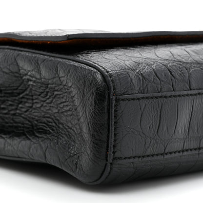 Saint Laurent Calfskin Crocodile Embossed Suede Medium Reversible Monogram Kate Satchel Military Taupe 10 of 11