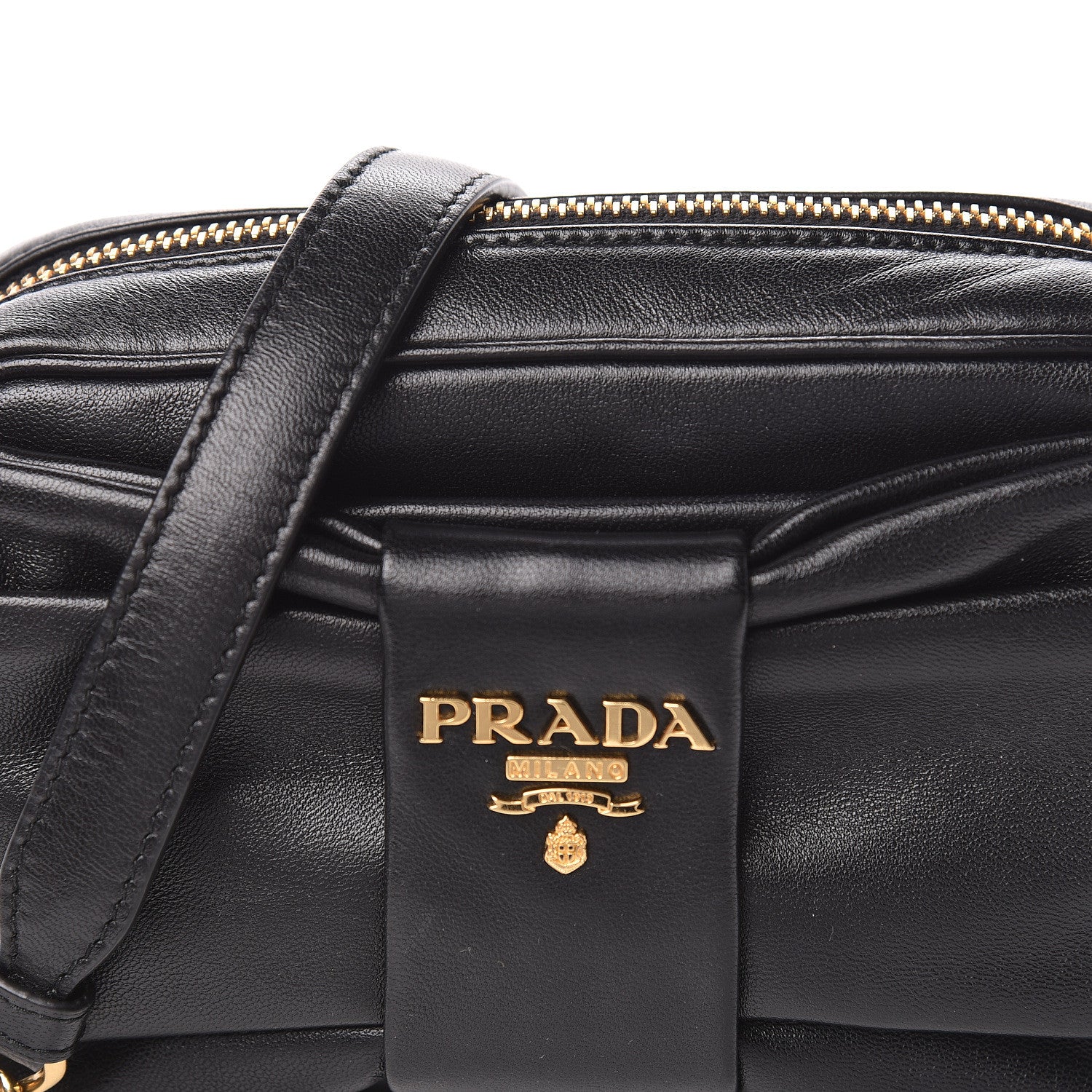 Prada Nappa Zippers Bow Clutch Black 9 of 9