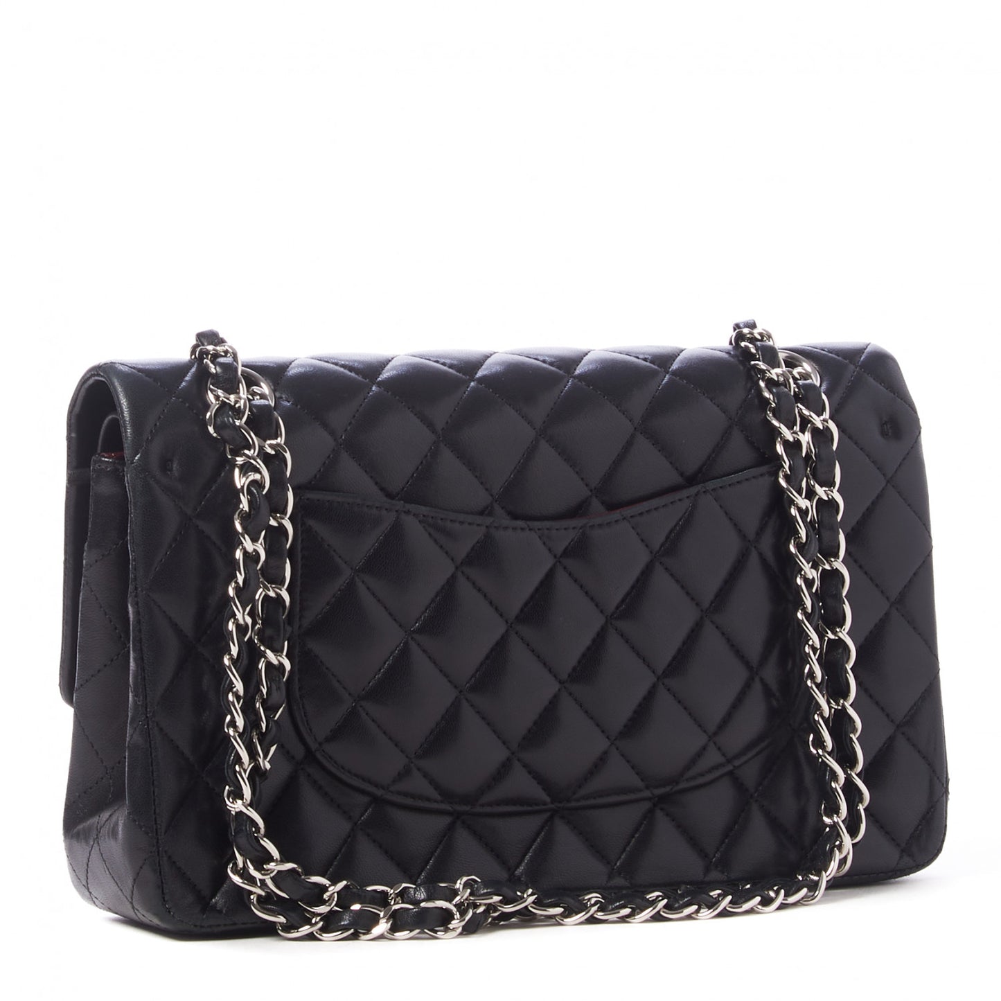 Lambskin Quilted Medium Double Flap Black