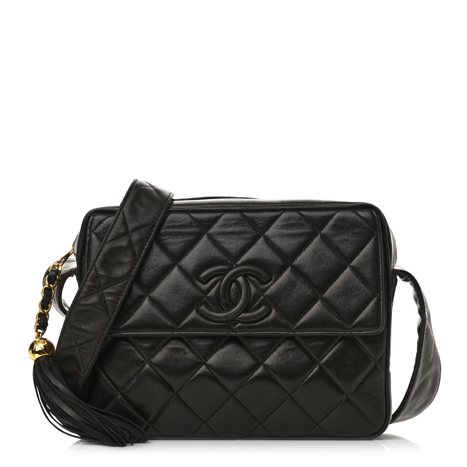 Chanel Lambskin Quilted Tassel Flap Camera Case Black 1 of 17