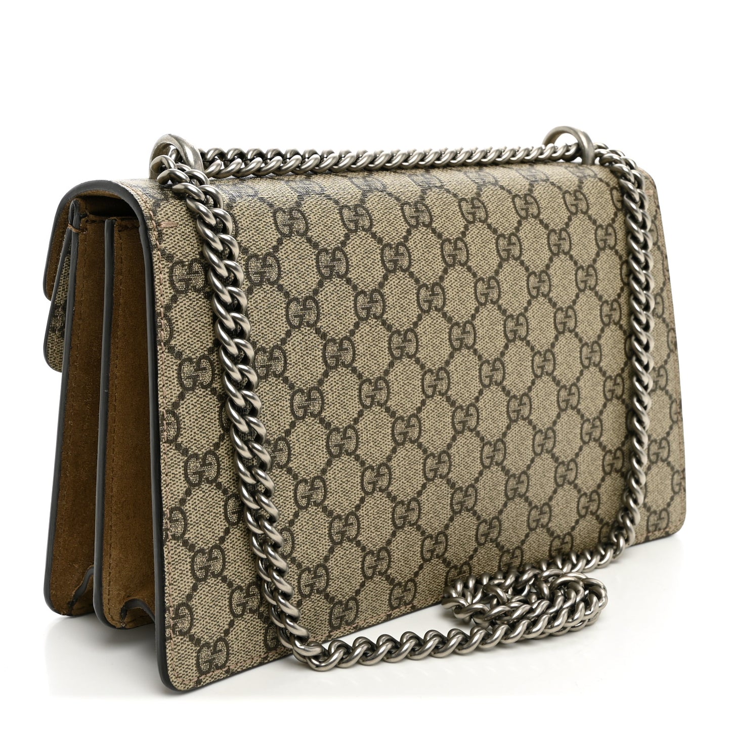 GG Supreme Monogram Suede Small Dionysus Shoulder Bag Beige Ebony Taupe